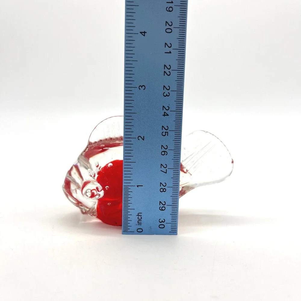 Red Glass Fish Figurine Paperweight Art Glass Blown Glass Nautical Decor‎